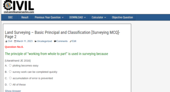 Land Surveying – Basic Principal and Classification [Surveying MCQ]- Page 2