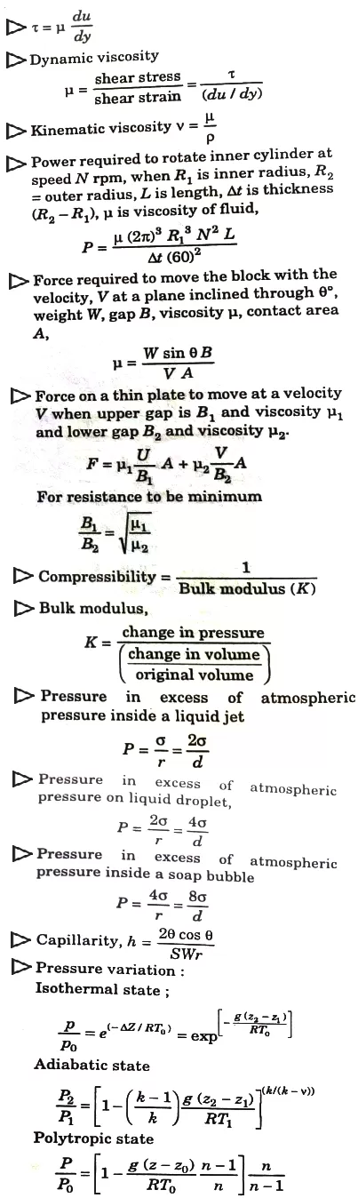 Properties Of Fluid Formula - Fluid Mechanics
