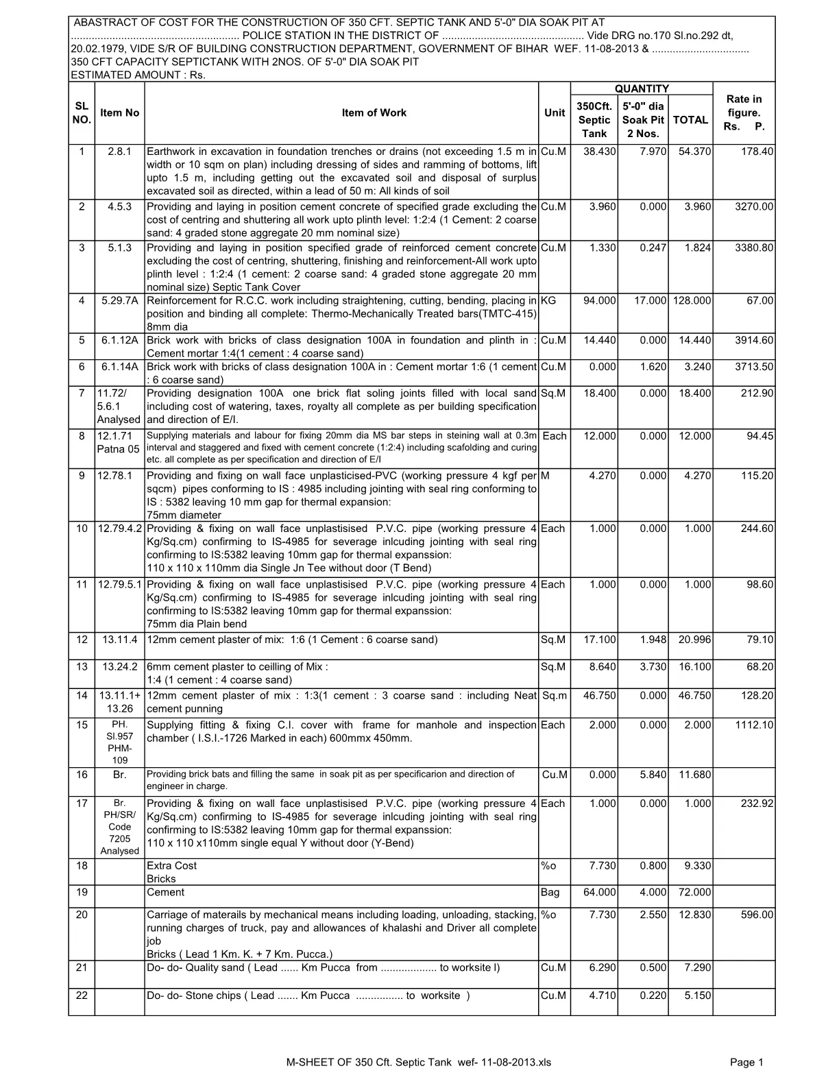 350 Cft. Septic Tank and Soak Pit Abstract1
