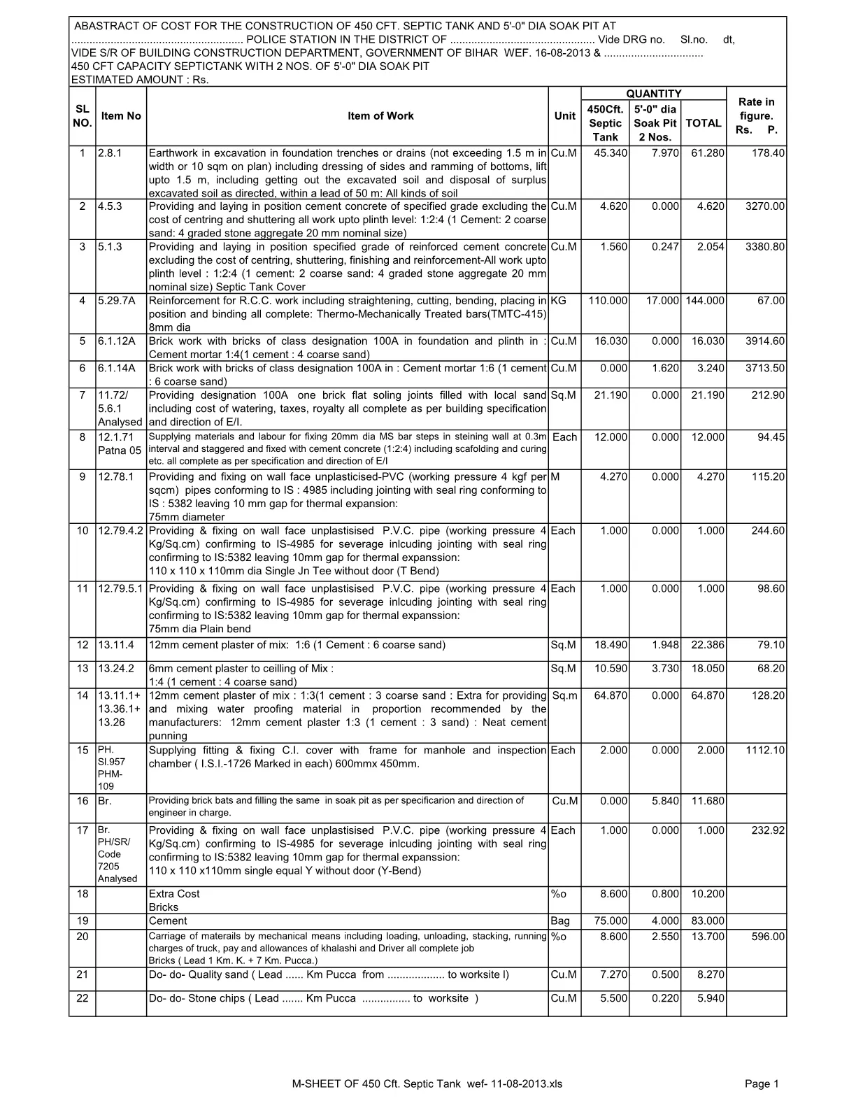 450 Cft. Septic Tank and Soak Pit Abstract1