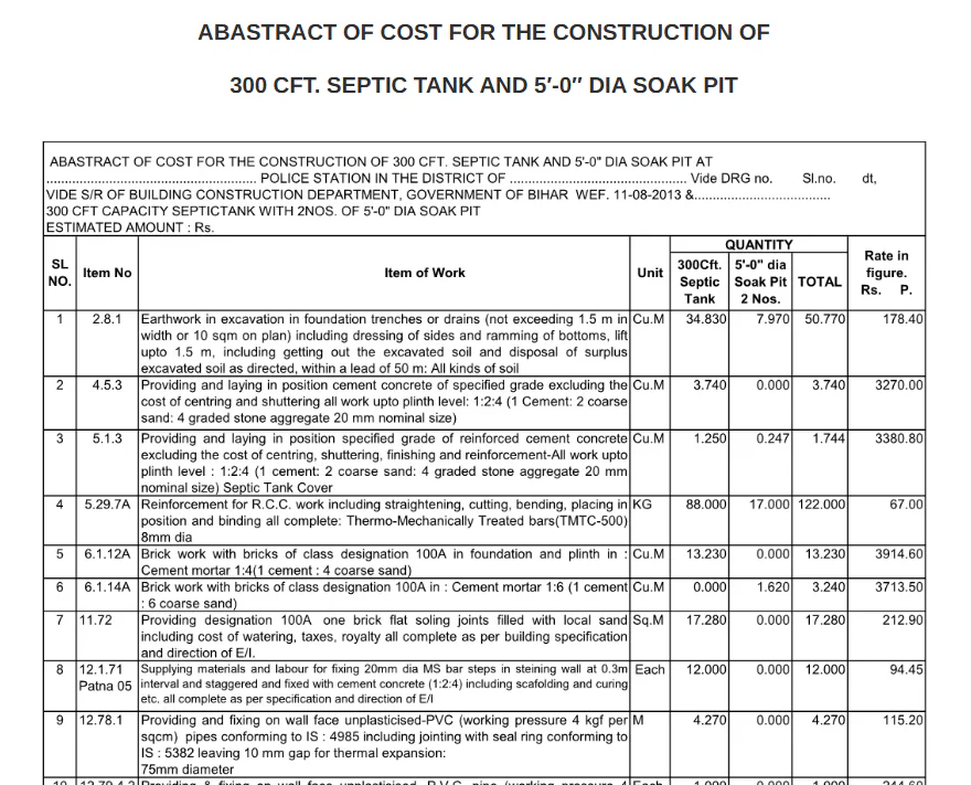 300 CFT CAPACITY SEPTIC TANK