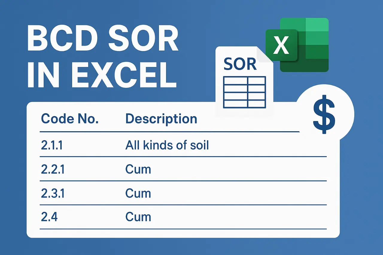 BCD SOR in Excel 2022–2025 | Bihar Schedule of Rates Excel Format
